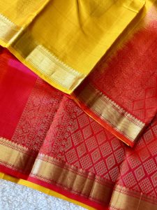 Pinkish Red Pure Kanchipuram Silk Saree
