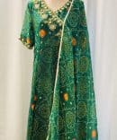 Green Bandhani Georgette Kuti set - 44