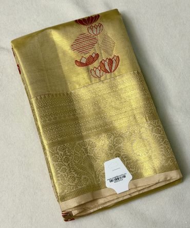 Premium Golden Kanchipuram Tissue Silk Saree