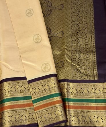 Handloom Sandal color Pure Premium Kanchipuram Silk Saree